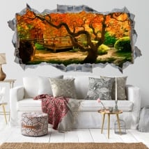 Vinilos paredes árbol jardín Asiático 3D