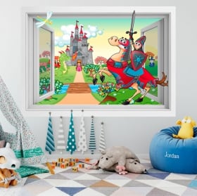 Vinilos infantiles castillo Príncipe y Princesa 3D
