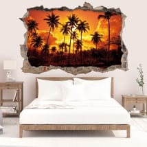 Vinilos decorativos sol y palmeras en la playa 3D