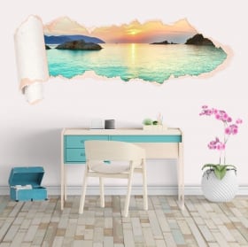 Vinilos amanecer playas Vietnam papel rasgado 3D
