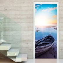 Vinilos para puertas atardecer en la playa