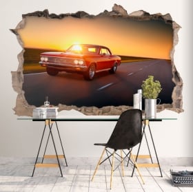Vinilos decorativos paredes auto retro 3d
