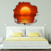 Vinilos decorativos puesta de sol en el mar 3d