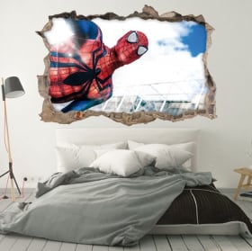 Vinilo decorativos paredes spiderman 3d