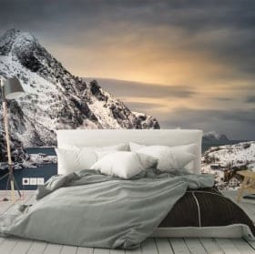 Fotomurales vinilos atardecer islas lofoten noruega