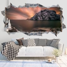Vinilos paredes atardecer islas lofoten noruega 3d