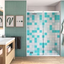 Vinilos mampara de baños cuadrados colores