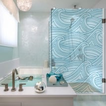 Vinilos mamparas del baño olas del mar