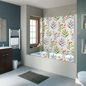 Vinilos mamparas flores de baño