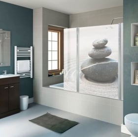 Vinilos mamparas de baño piedras zen