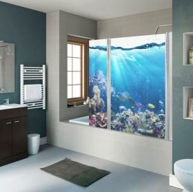 Vinilos mamparas de baño mundo marino