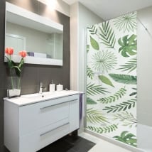 Vinilos mamparas baños hojas naturaleza