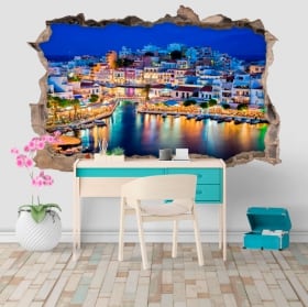Vinilos paredes pesca al atardecer 3d
