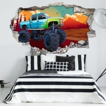 Vinilos paredes monster truck 3d