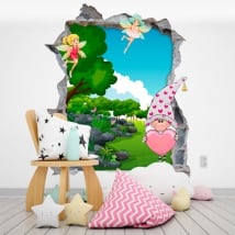 Vinilos infantiles gnomo y hadas mágicas 3d