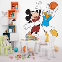 Vinilos mickey mouse y pato donald baloncesto
