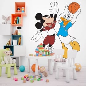 Vinilos mickey mouse y pato donald baloncesto