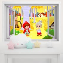 Vinilos paredes infantiles caperucita roja 3d
