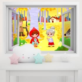 Vinilos paredes infantiles caperucita roja 3d