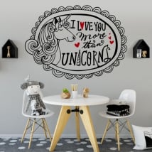 Vinilos decorativos y pegatinas unicornio y frase