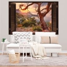 Vinilos decoración paredes amanecer costa de crimea 3d
