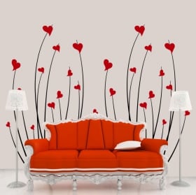 Vinilos decorativos corazones flores