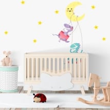 Vinilos habitaciones infantiles dinosaurios luna y estrellas