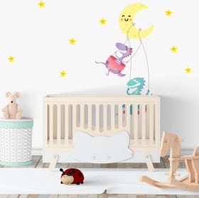 Vinilos habitaciones infantiles dinosaurios luna y estrellas