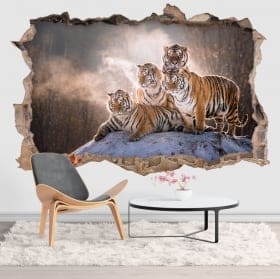 Vinilos y pegatinas tigres de bengala 3d