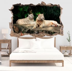 Vinilo decorativo tigre blanco 3d