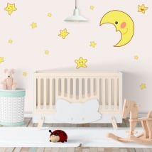 Vinilos adhesivos luna y estrellas infantiles
