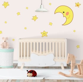 Vinilos adhesivos luna y estrellas infantiles