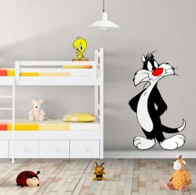 Vinilos y pegatinas piolín y gato silvestre