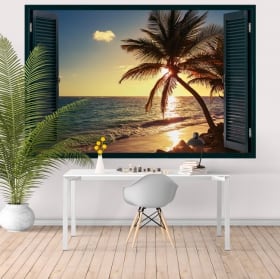 Vinilos decoración paredes amanecer costa de crimea 3d