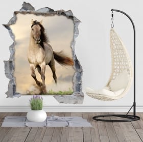 Vinilos agujero pared caballo 3d