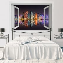 Vinilos ventana ciudad de doha catar 3d