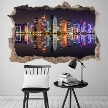 Vinilos ciudad doha catar agujero pared 3d