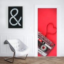 Vinilos para puertas casete corazón love