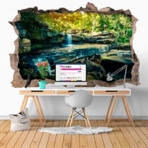 Vinilos agujero pared cascada naturaleza 3d