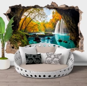 Vinilos agujero pared cascadas heo suwat tailandia 3d