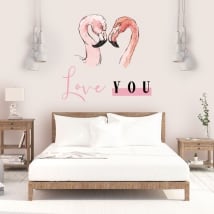 Vinilos adhesivos y pegatinas flamingos love you