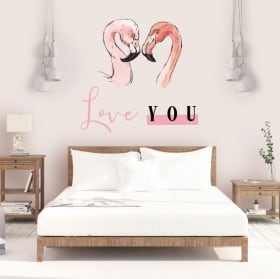 Vinilos adhesivos y pegatinas flamingos love you
