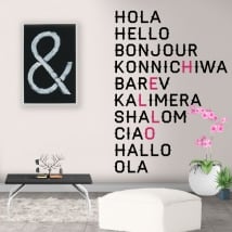 Vinilos decorativos hola en varios idiomas