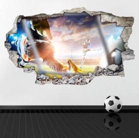 Vinilos Fútbol Pared Rota 3D