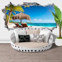 Vinilos de pared panorámica isla tropical 3d