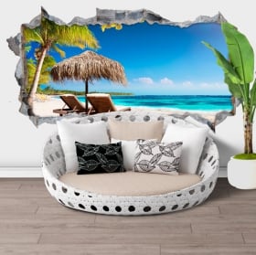 Vinilos de pared panorámica isla tropical 3d