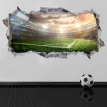 Vinilos agujero pared panorámica estadio de fútbol