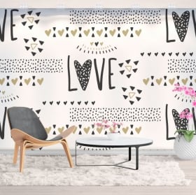 Fotomurales de vinilos corazones love