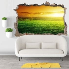 Vinilos y pegatinas atardecer en el campo de lavanda 3d