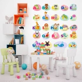 Vinilos y pegatinas infantiles animales abecedario en ingl&eacute;s